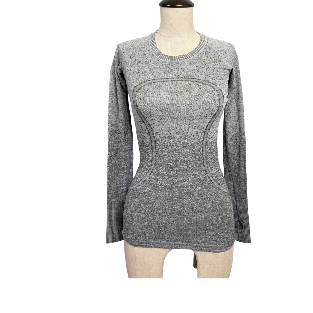 Lululemon Swiftly Tech Long Sleeve Crew Gray Space Dye Ombre Size 2